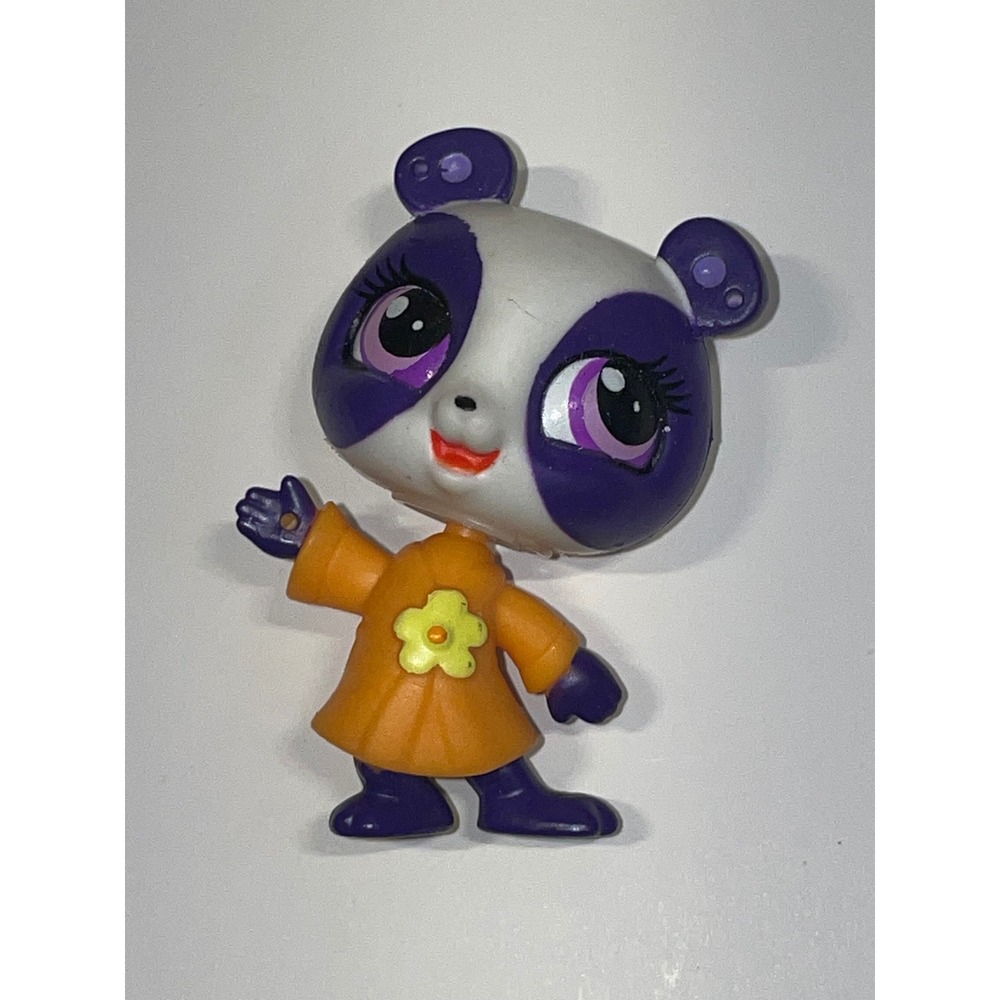 Littlest Pet Shop LPS Penny Ling Panda Bear Figurine Purple Yellow #3690 Hasbro